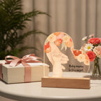 Personalized Mom & Baby Acrylic Heart LED Night Light – Custom New Mom Gift with Baby Name
