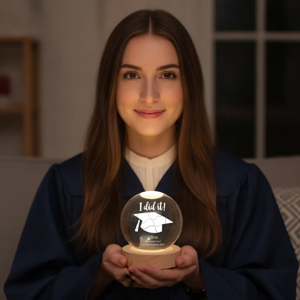 Personalized Graduation Map Crystal Ball Night Light