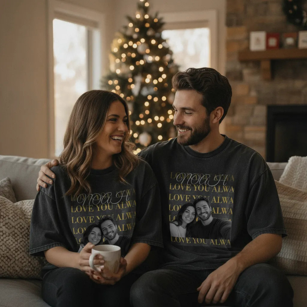 Personalized Photo Washed Oversized T-Shirt – Custom Name & Message