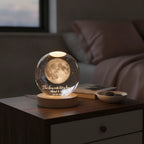 The Day Our Story Began – Personalized Moon Phase Crystal Ball LED Night Light with Names & Message, Anniversary, Wedding & Valentine's Day Gift for Her or Him