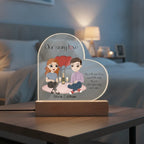 Personalized Couple Acrylic Heart LED Night Light – Custom Our Story Anniversary Gift