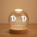 Best Dad Ever Fist Bump – Personalized Crystal Ball Night Light with Kids’ Names – Gift for Dad