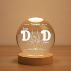 Best Dad Ever Fist Bump – Personalized Crystal Ball Night Light with Kids’ Names – Gift for Dad