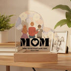 Personalized Mom & Kids Acrylic Heart LED Night Light – Custom Mother’s Day Gift with Names
