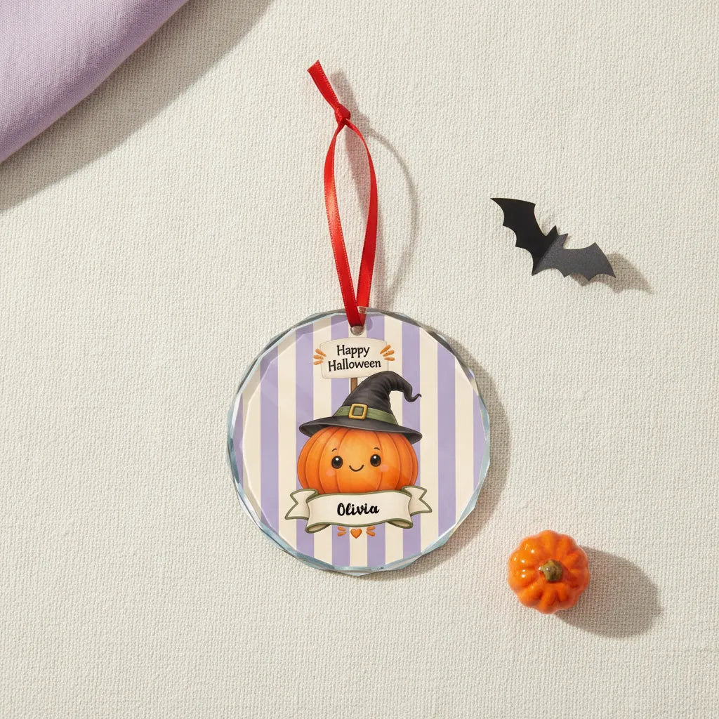 Personalized Halloween Glass Ornament – Custom Character & Name