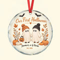 Our First Halloween Personalized Glass Ornament – Couple Names & Year