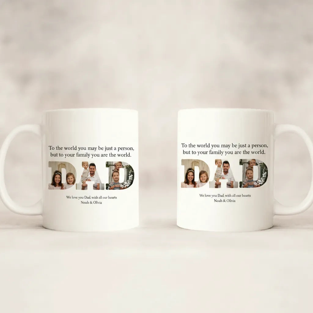Personalized Dad Photo Mug – Custom 6 Photo Father’s Day Gift from Kids