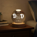 Best Dad Ever Fist Bump – Personalized Crystal Ball Night Light with Kids’ Names – Gift for Dad
