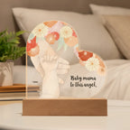 Personalized Mom & Baby Acrylic Heart LED Night Light – Custom New Mom Gift with Baby Name