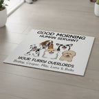 Personalized Dog Doormat – Good Morning Human Servant Custom Pet Mat with Names
