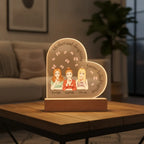 Personalized Mother & Daughters Acrylic Heart LED Night Light – Custom Mom Gift
