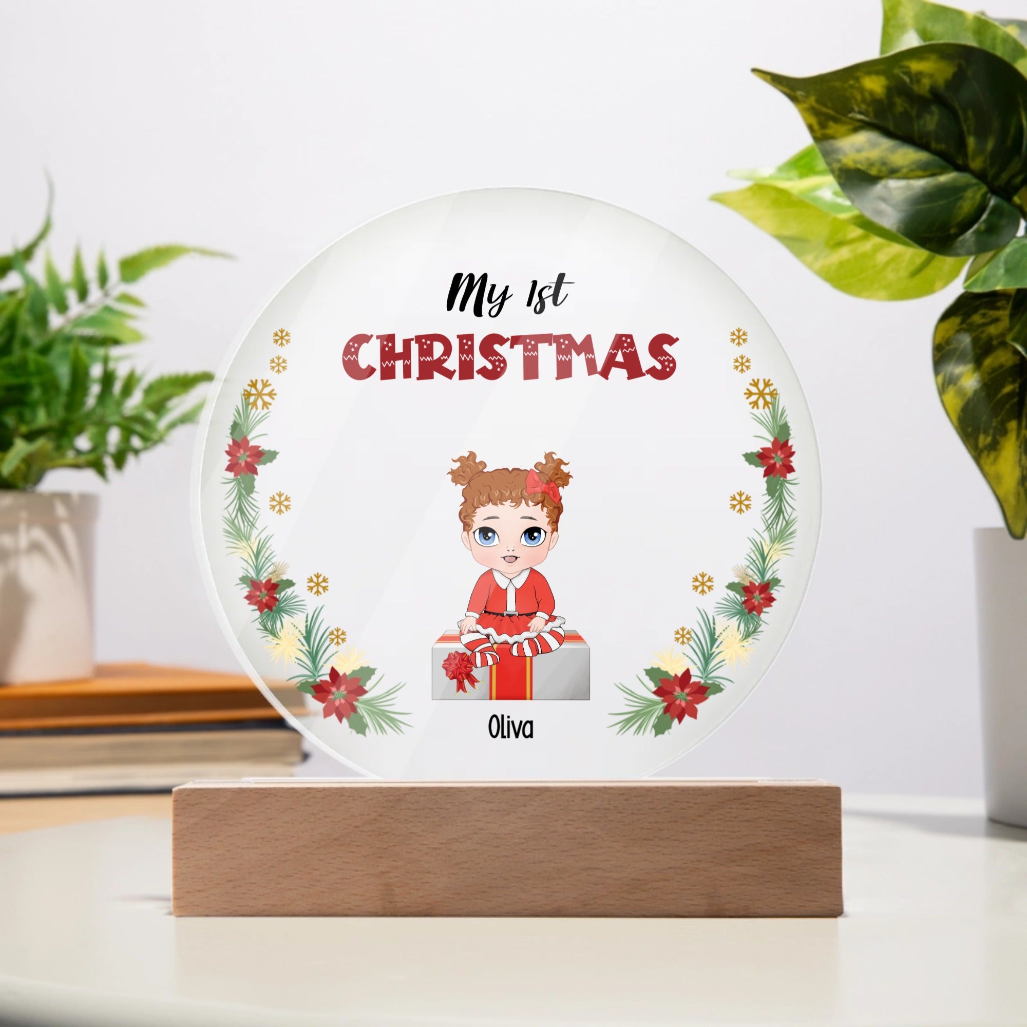 Personalized My First Christmas LED Night Light – Custom Baby Name & Character Gift