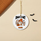 Personalized Spooky & Cozy Ghost Ceramic Ornament – Custom Title & Name