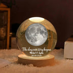 The Day Our Story Began – Personalized Moon Phase Crystal Ball LED Night Light with Names & Message, Anniversary, Wedding & Valentine's Day Gift for Her or Him