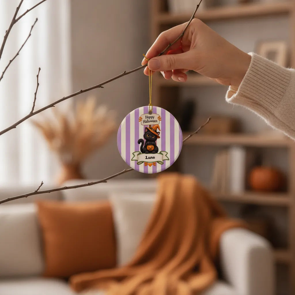 Personalized Halloween Ceramic Ornament – Custom Character & Name