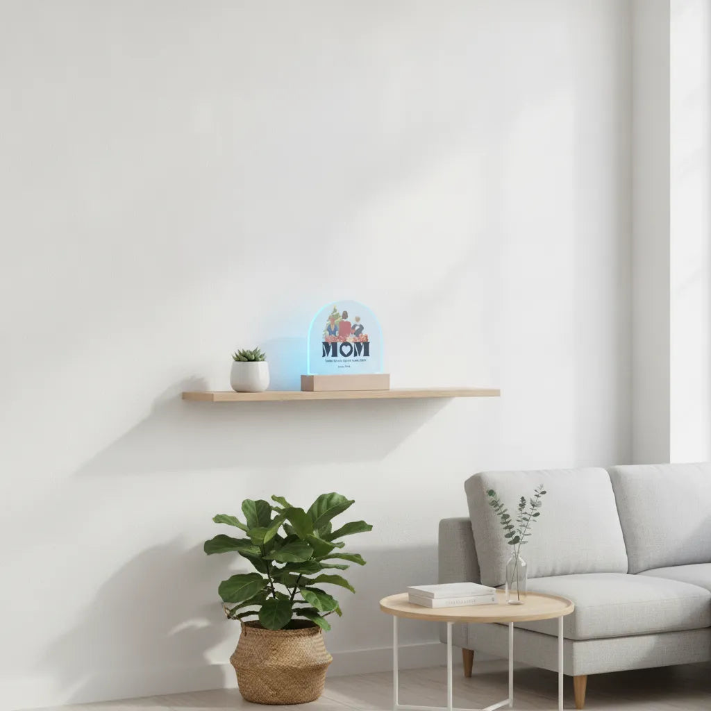 Personalized Acrylic Dome Plaque for Mom – Custom Kids Names LED Night Light Gift from Children | Mother's Day Gift
