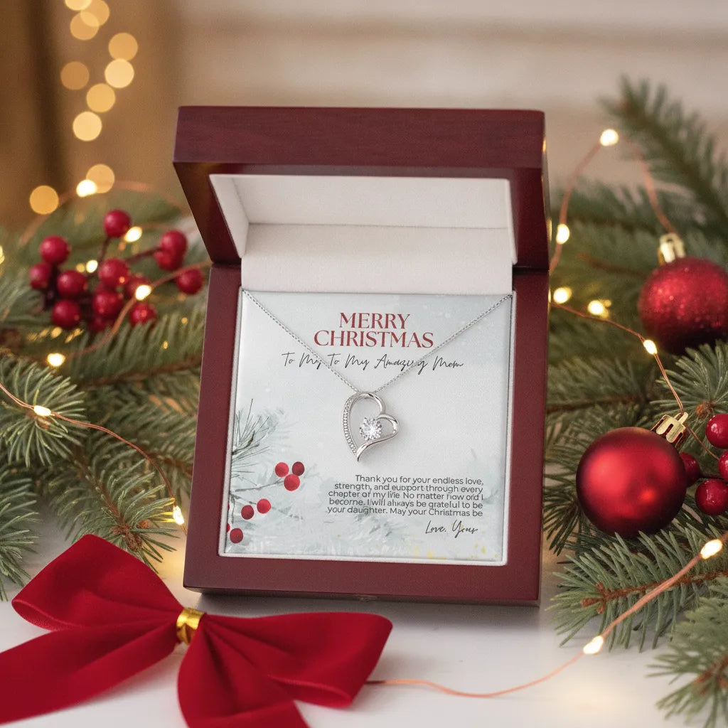 Personalized Forever Love Necklace Gift for Mom | Christmas Jewelry Gift from Daughter