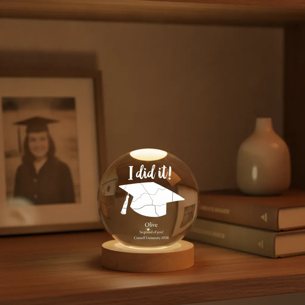 Personalized Graduation Map Crystal Ball Night Light
