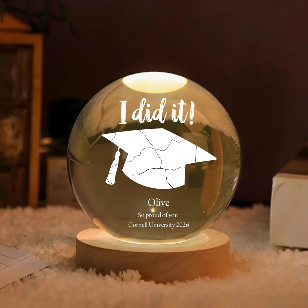 Personalized Graduation Map Crystal Ball Night Light
