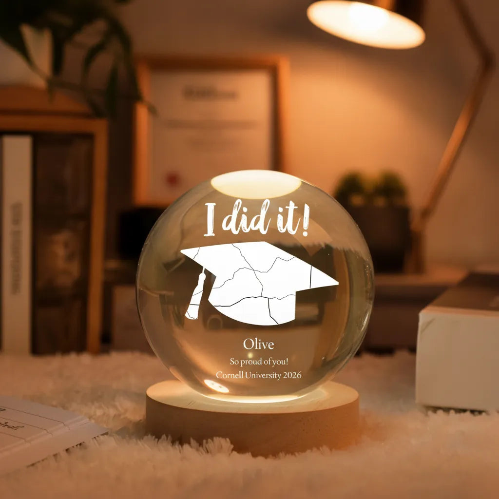 Personalized Graduation Map Crystal Ball Night Light