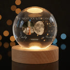 Personalized Moon Phase Crystal Globe Lamp for Couples – Custom Photo, Names & Special Date