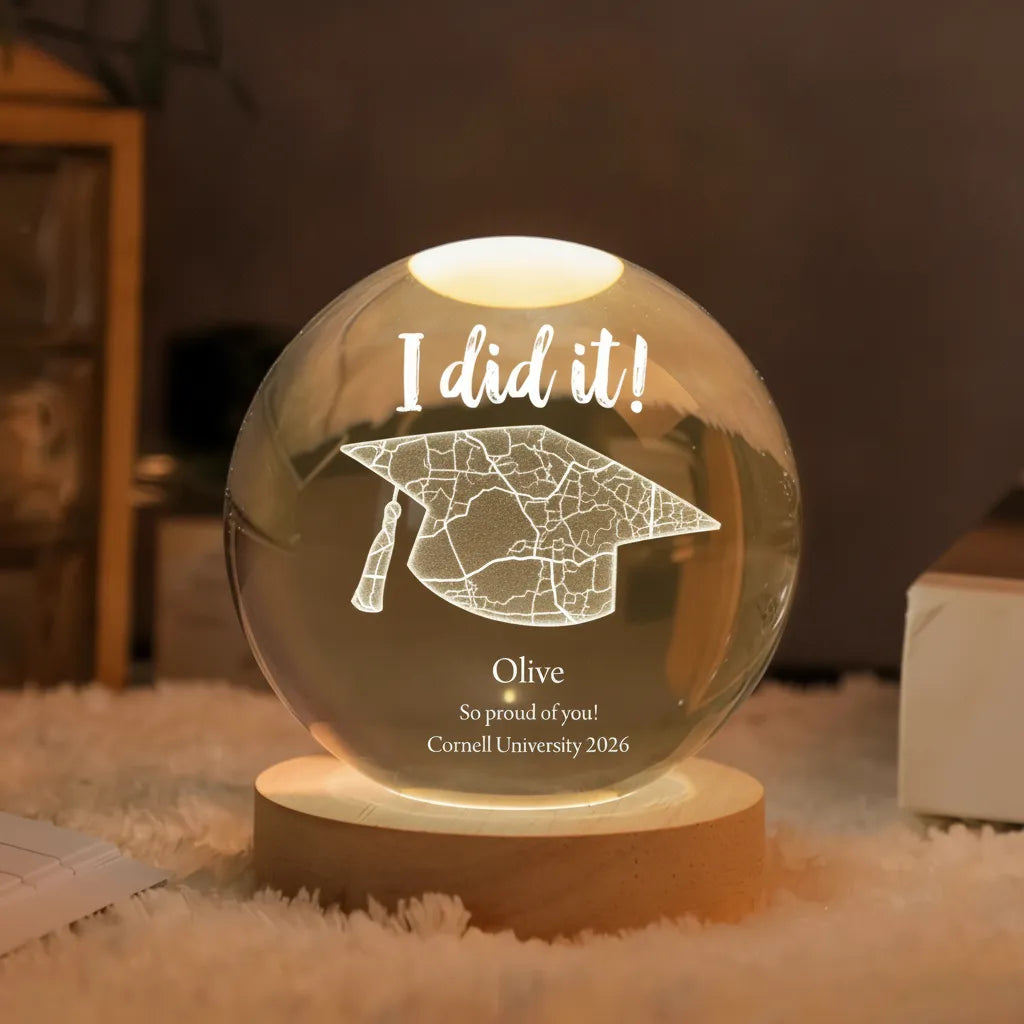 Personalized Graduation Map Crystal Ball Night Light