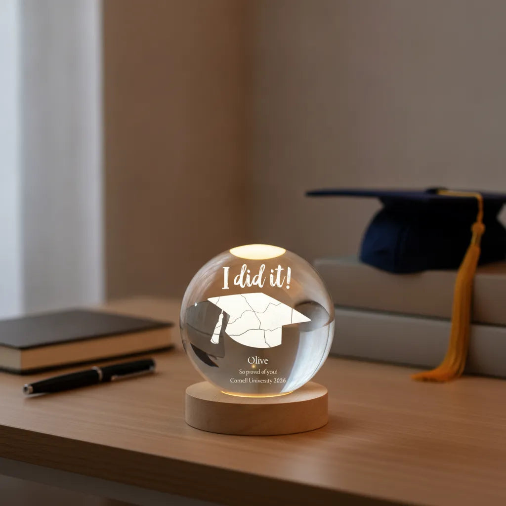 Personalized Graduation Map Crystal Ball Night Light