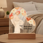 Personalized Mom & Baby Acrylic Heart LED Night Light – Custom New Mom Gift with Baby Name