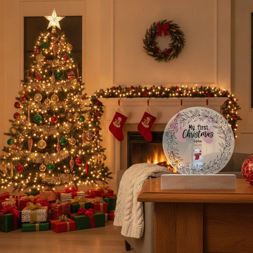Personalized Baby’s First Christmas Acrylic LED Night Light – Custom Name & Birth Date Keepsake