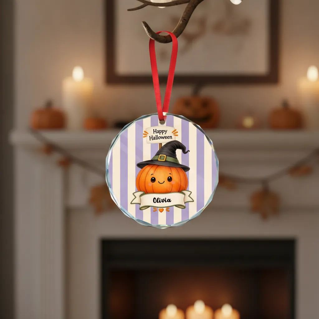 Personalized Halloween Glass Ornament – Custom Character & Name