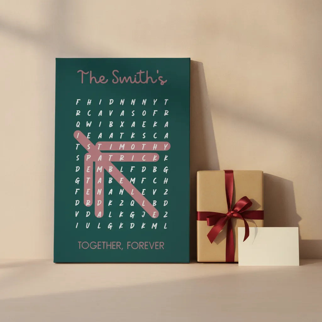 Personalized Family Word Search Canvas – Custom Names Wall Art