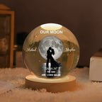 Our Moon Couple Silhouette – Personalized Moon Phase Crystal Ball LED Night Light, Anniversary, Wedding & Valentine's Day Gift for Her or Him