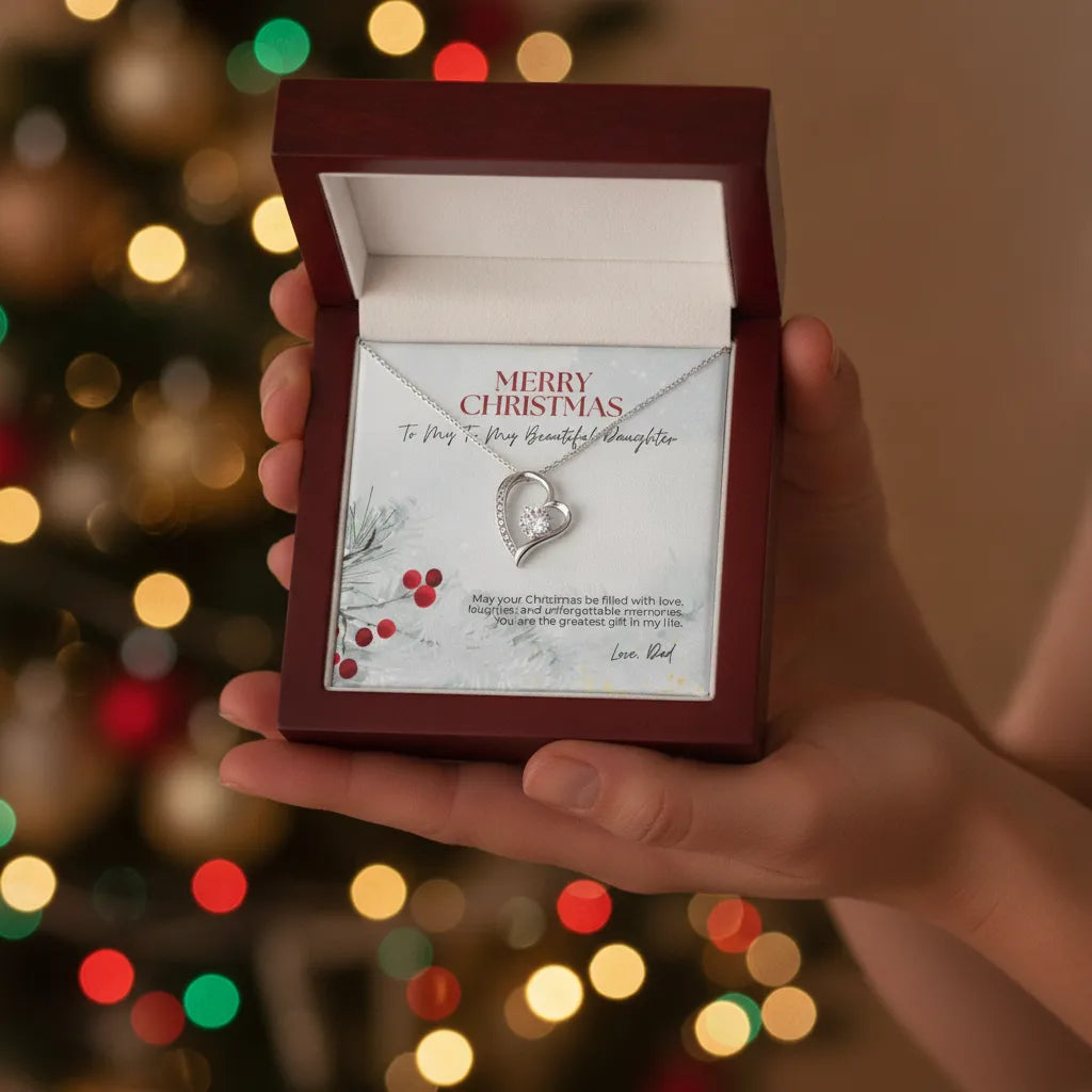 Personalized Forever Love Necklace Gift for Daughter | Christmas Jewelry Gift from Dad