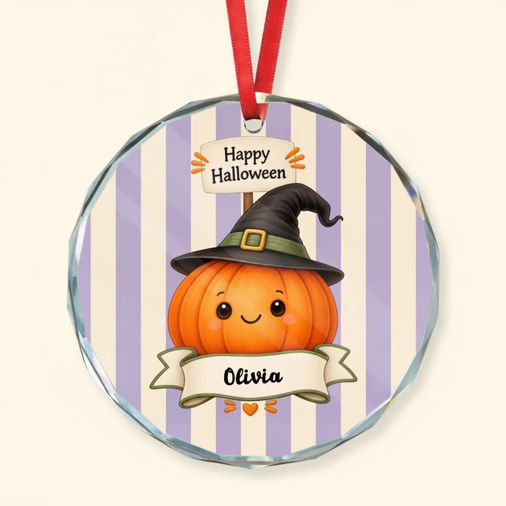 Personalized Halloween Glass Ornament – Custom Character & Name