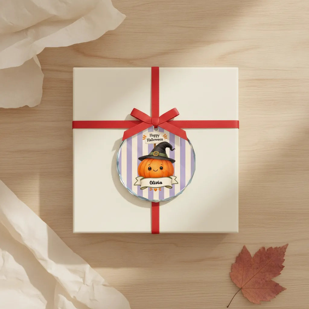 Personalized Halloween Glass Ornament – Custom Character & Name