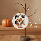 Personalized Spooky & Cozy Ghost Ceramic Ornament – Custom Title & Name