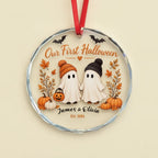 Our First Halloween Personalized Glass Ornament – Couple Names & Year
