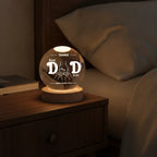 Best Dad Ever Fist Bump – Personalized Crystal Ball Night Light with Kids’ Names – Gift for Dad
