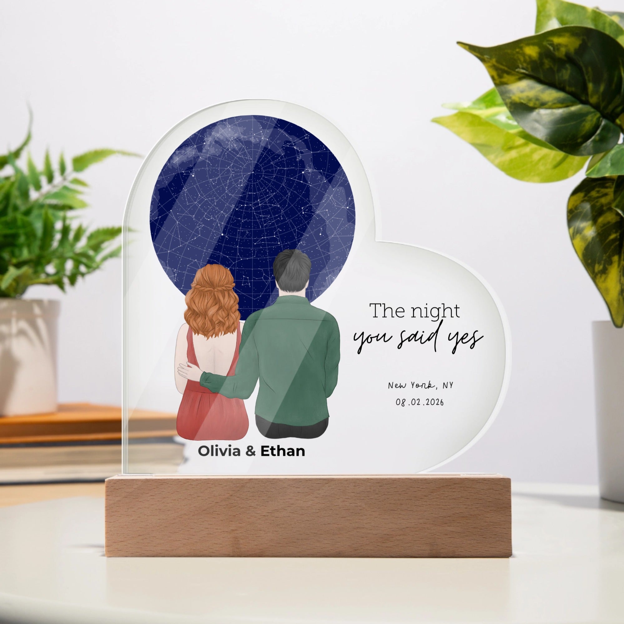 Personalized Acrylic Heart Plaque with Custom Star Map – Custom Couple Gift, Anniversary Gift for Him & Her, Wedding Keepsake