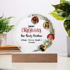 Personalized Family Christmas Acrylic Photo Plaque – Custom 4 Photo LED Night Light with Names