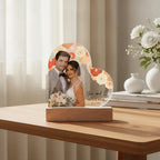 Personalized Floral Wedding Acrylic Heart Plaque – Custom Bride & Groom Photo Gift, Wedding Anniversary Keepsake with Names & Date