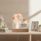 Personalized Mom & Baby Acrylic Heart LED Night Light – Custom New Mom Gift with Baby Name