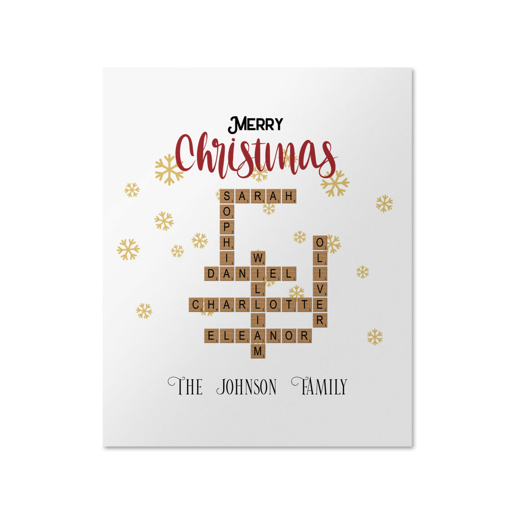 Personalized Christmas Family Crossword Poster – Custom Family Names Wall Art