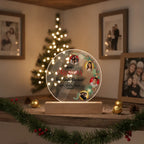 Personalized Family Christmas Acrylic Photo Plaque – Custom 4 Photo LED Night Light with Names