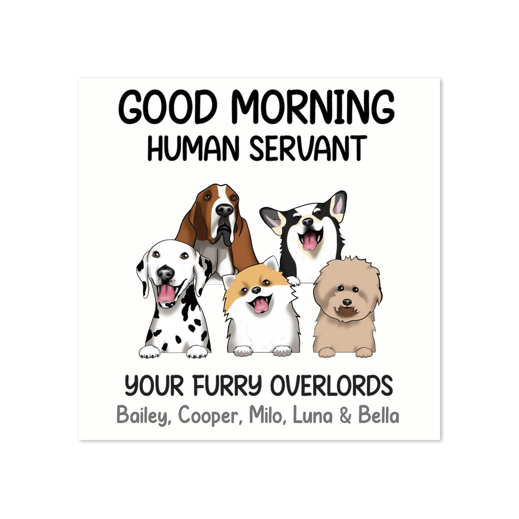 Personalized Dog Doormat – Good Morning Human Servant Custom Pet Mat with Names
