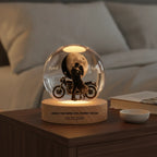 Under This Moon, Our Journey Began – Personalized Motorcycle Couple Moon Phase Crystal Ball LED Lamp with Engraved Base, Anniversary, Birthday & Valentine’s Day Gift for Her or Him
