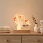 Personalized Mom & Baby Acrylic Heart LED Night Light – Custom New Mom Gift with Baby Name
