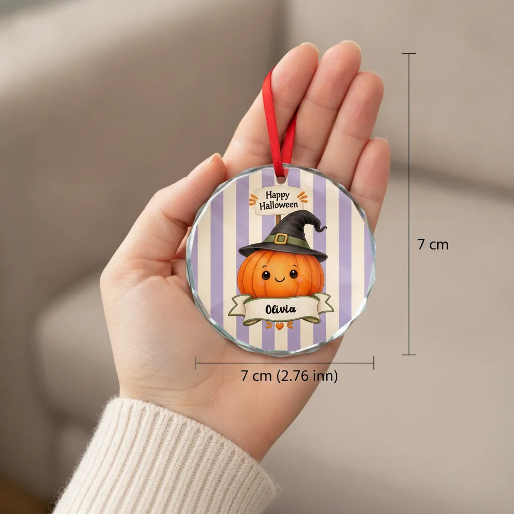 Personalized Halloween Glass Ornament – Custom Character & Name