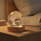 Personalized Lovebirds Tree Crystal Ball Night Light