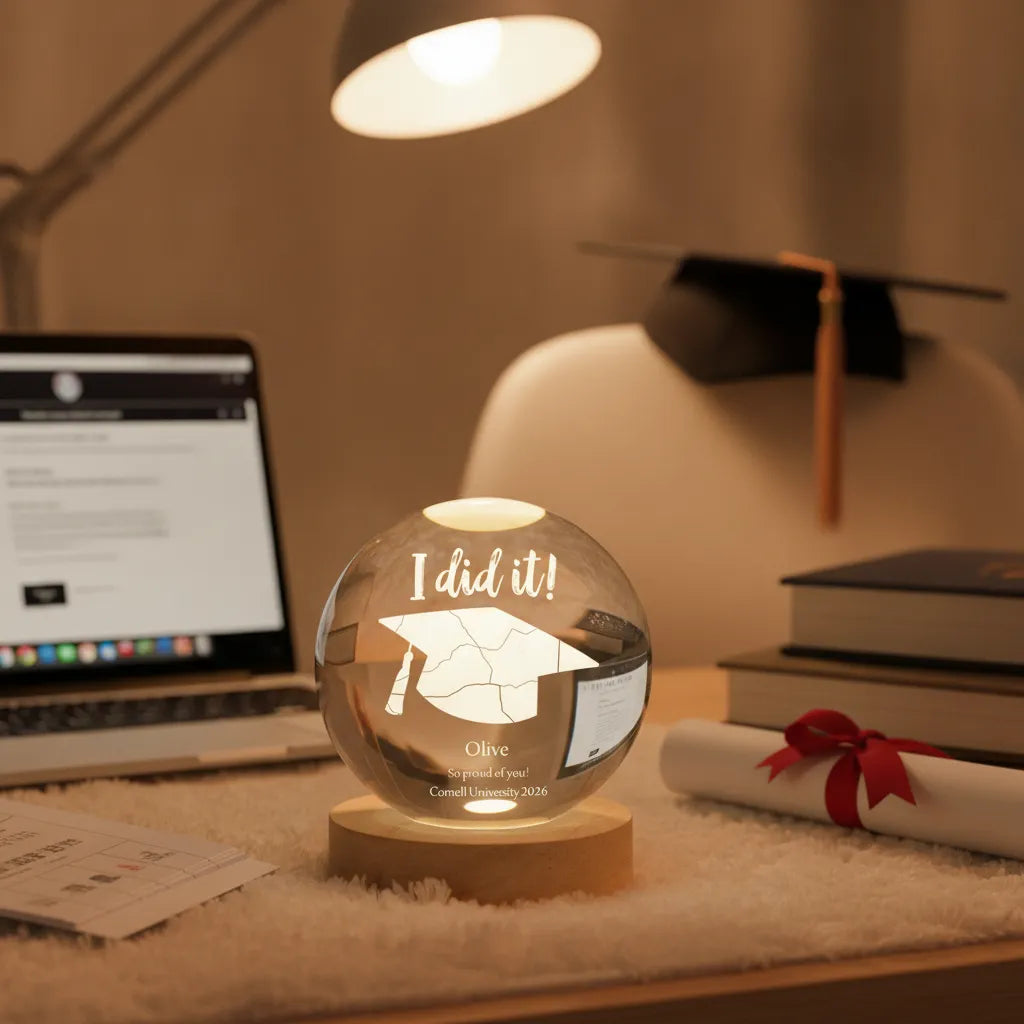 Personalized Graduation Map Crystal Ball Night Light